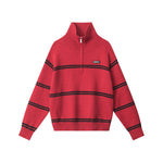 復古翻領半拉鏈毛衣