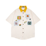 撞色條紋短袖襯衫