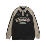 復古做舊撞色拼接長袖