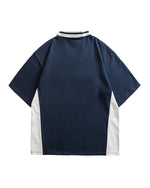 Contrast color stitching polo short sleeves