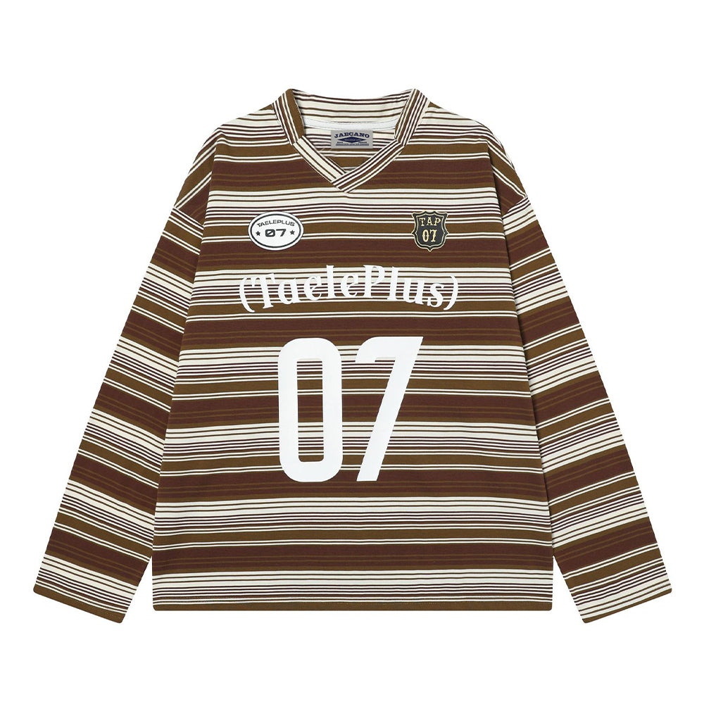 Retro print striped long sleeves