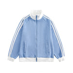 Retro stand collar colorblock coat