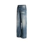 Distressed straight-leg trousers