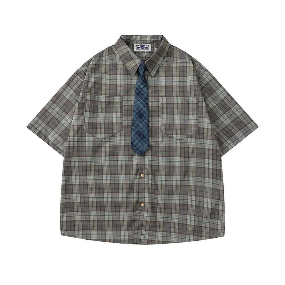 Plaid Couple Short Sleeve Shirt