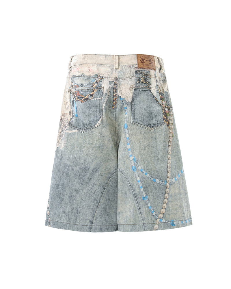 Distressed washed versatile shorts