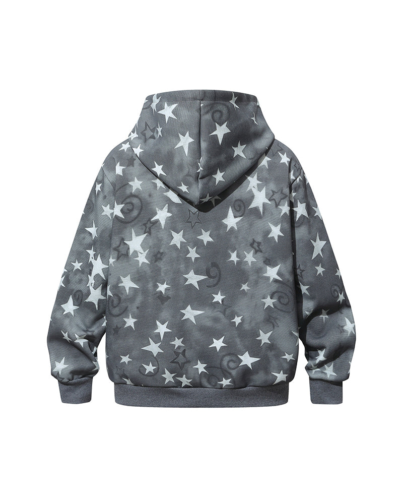 Star-patterned hooded casual jacket