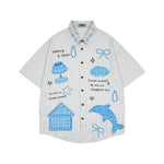 復古刺綉短袖襯衫