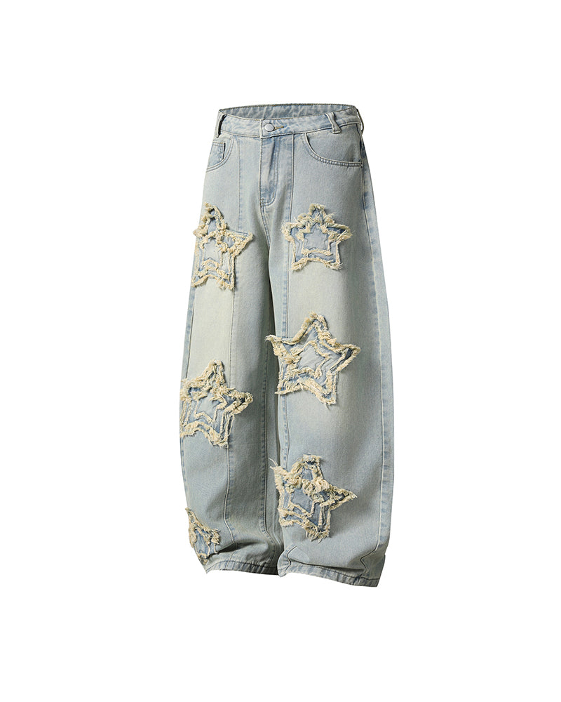 Distressed washed jeans