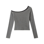 條紋斜肩長袖（女款）