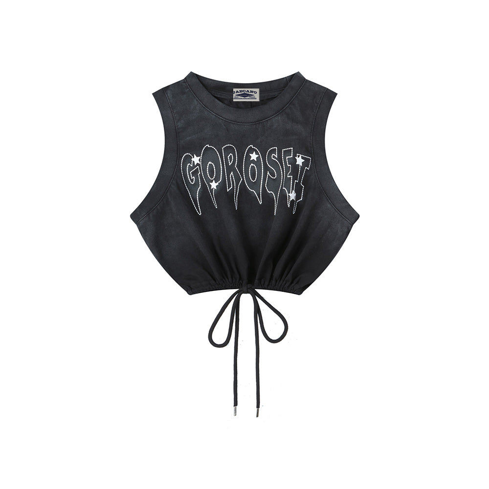 Gradient cute drawstring vest