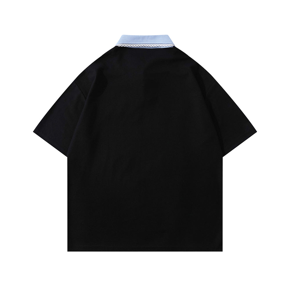 Contrast color cute short sleeves