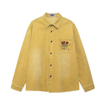 Rose embroidered long-sleeved shirt