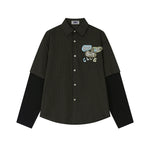 Fake two-piece long-sleeved shirt