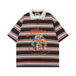 Retro color block striped short sleeves