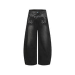 Loose-fitting washed denim jeans