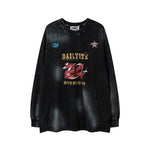 復古做舊字母印花長袖