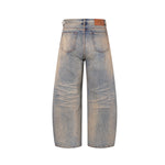 Spray-painted distressed jeans