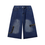 Panelled cargo cropped jeans