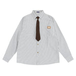 復古條紋領帶襯衫