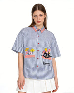 格紋貓咪短袖襯衫