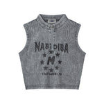 Distressed printed vest (women's)