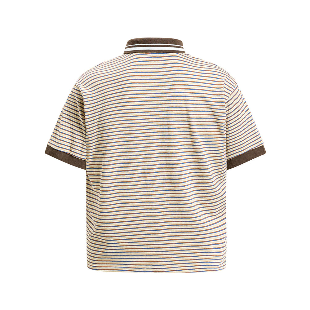 復古撞色條紋短袖