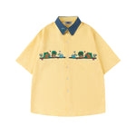 撞色拼接可愛短袖襯衫