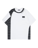 Irregular Color-Block Stripe Short-Sleeve Top
