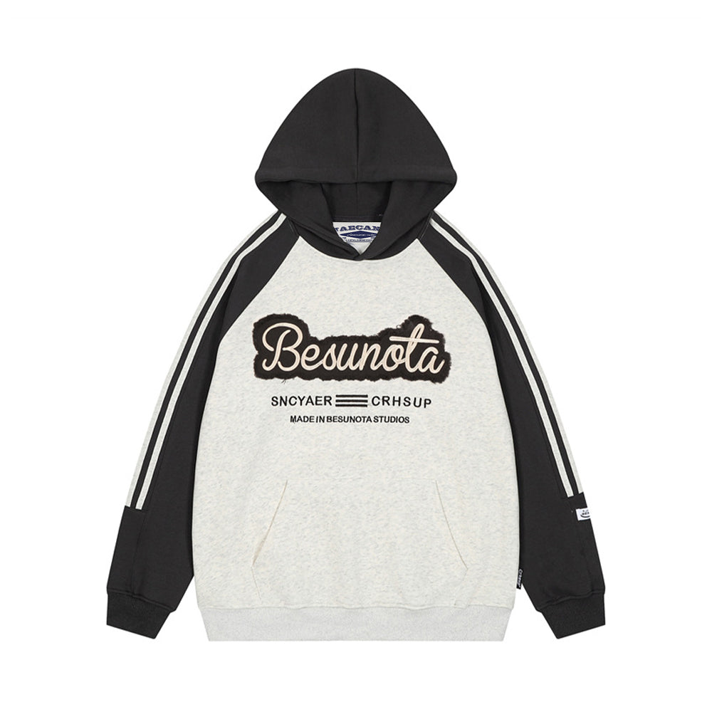 Retro contrast hooded sweatshirt