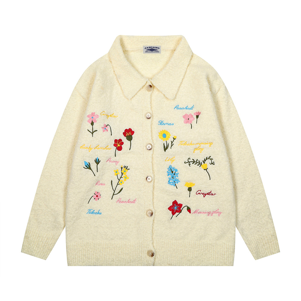 Retro floral versatile sweater cardigan 