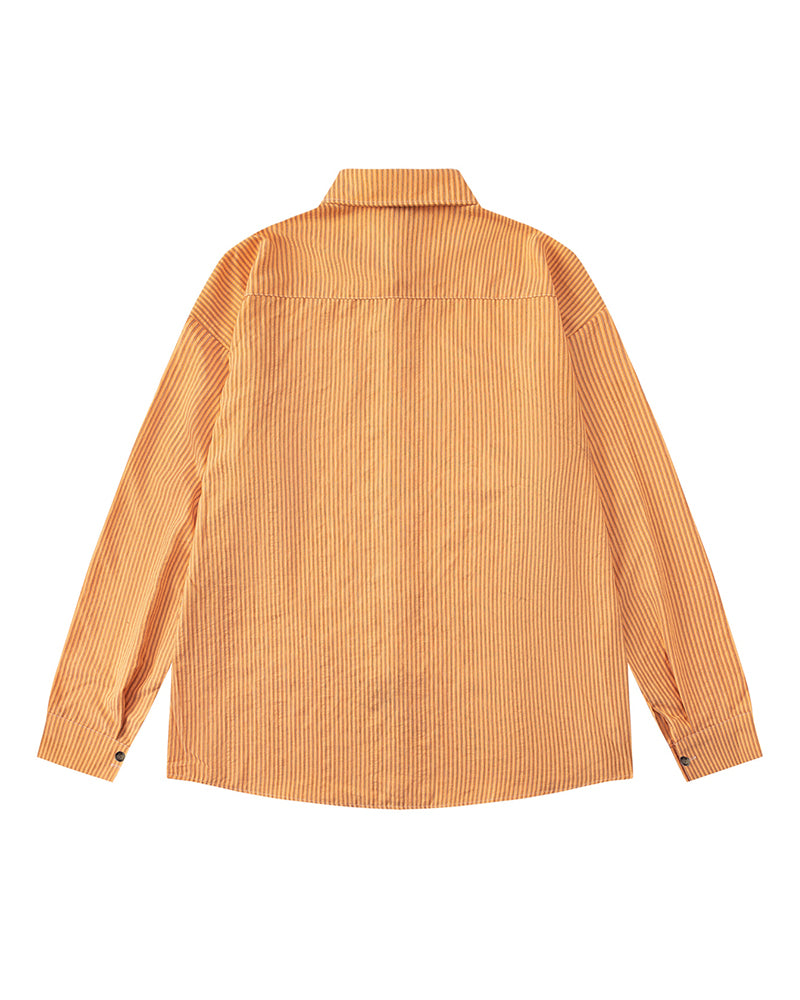 Vertical striped long-sleeved shirt