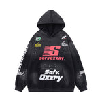 Retro distressed hooded sweatshirt