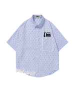 Cat Embroidered Short-Sleeve Shirt
