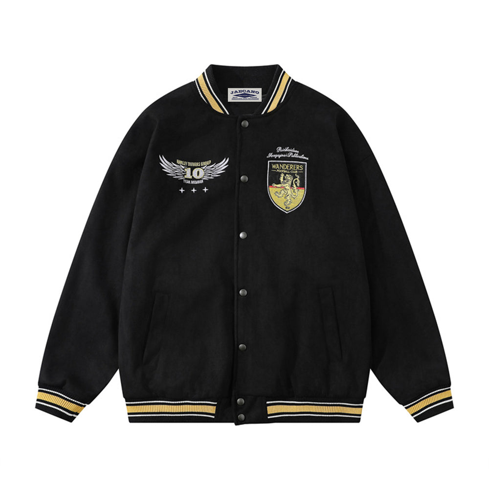 Retro stand collar baseball jacket