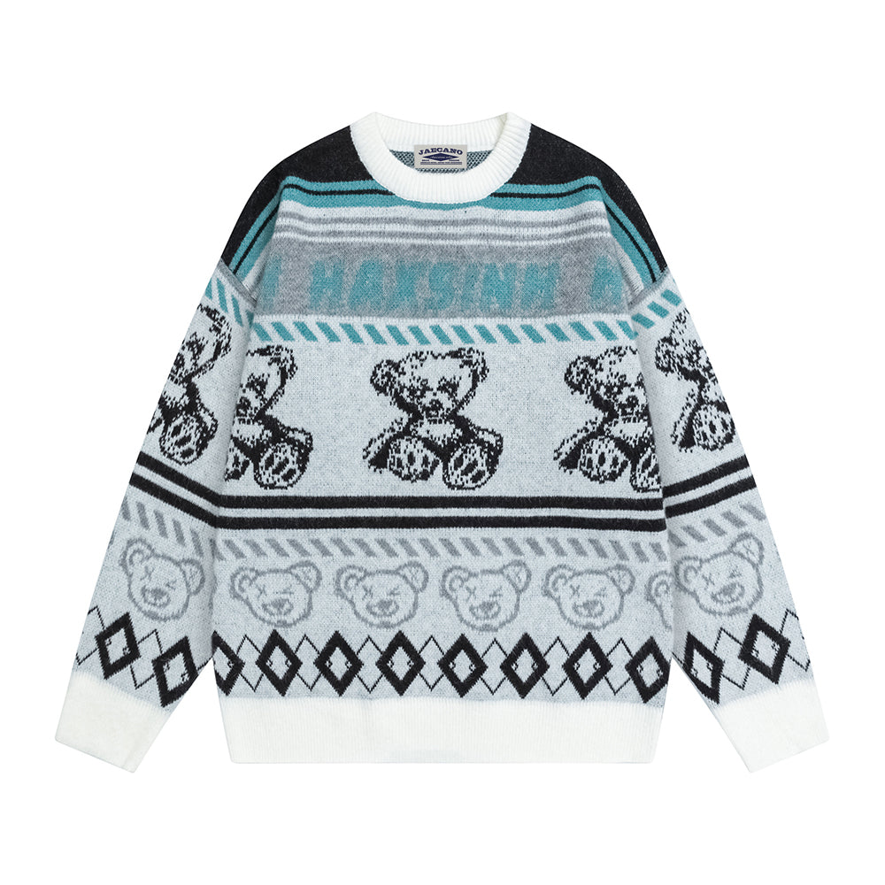 Retro crew neck pullover sweater