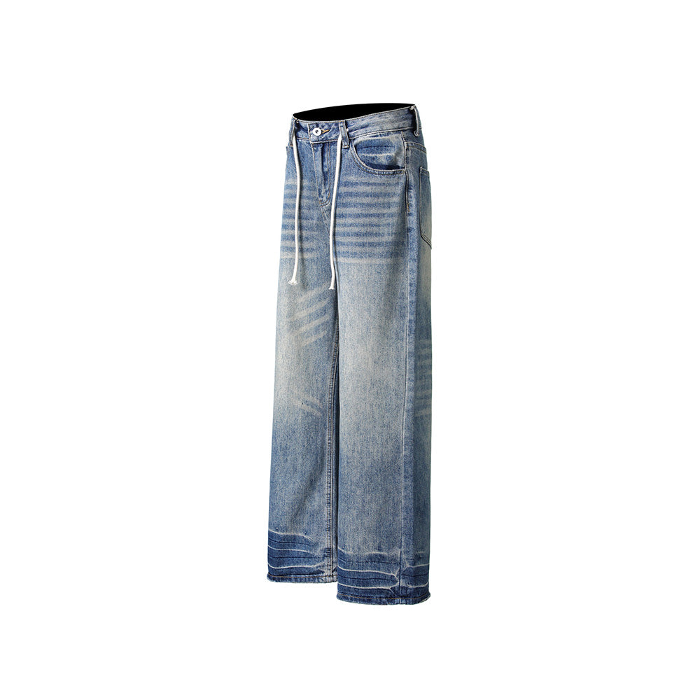 Vintage washed denim trousers