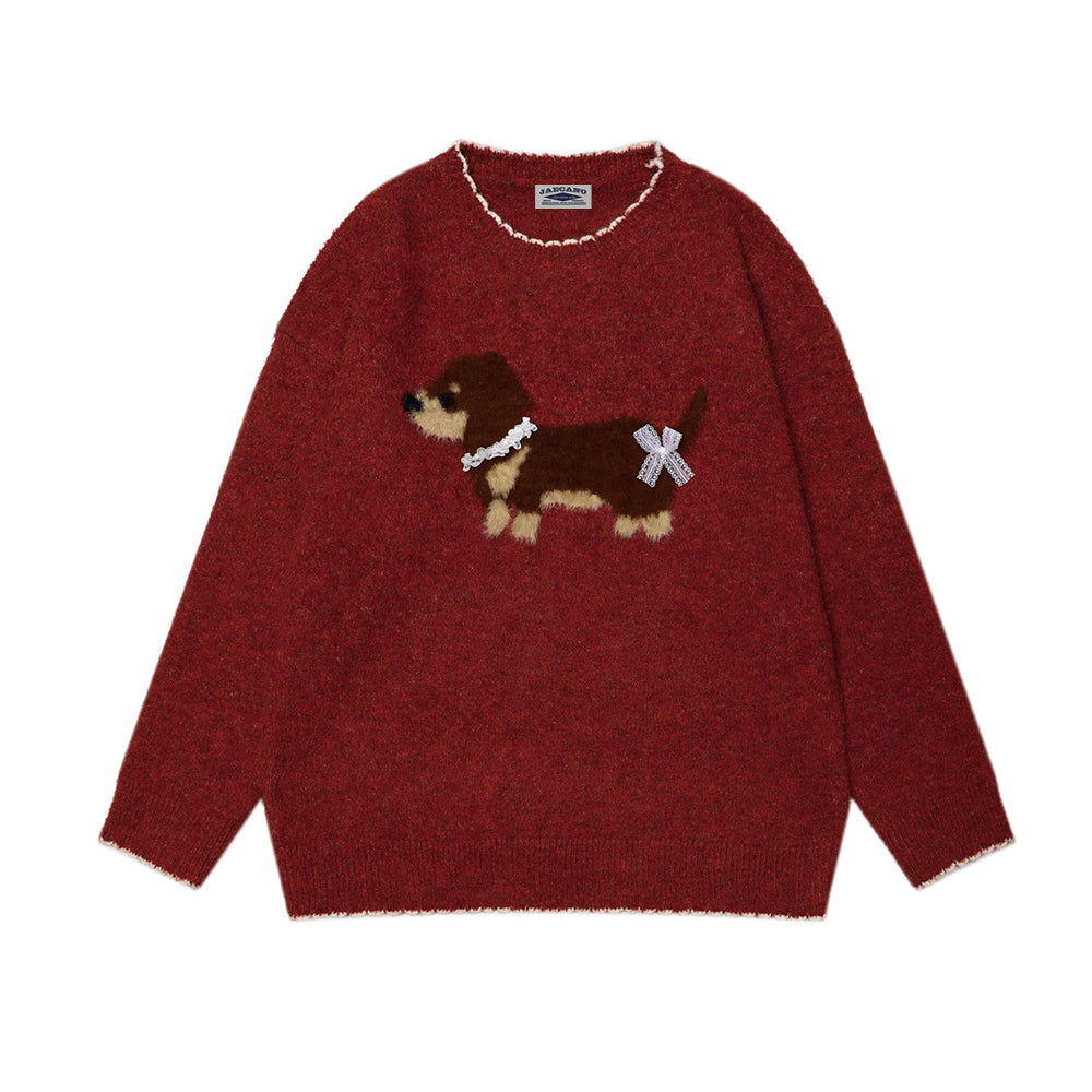 Vintage cute embroidered crew neck sweater