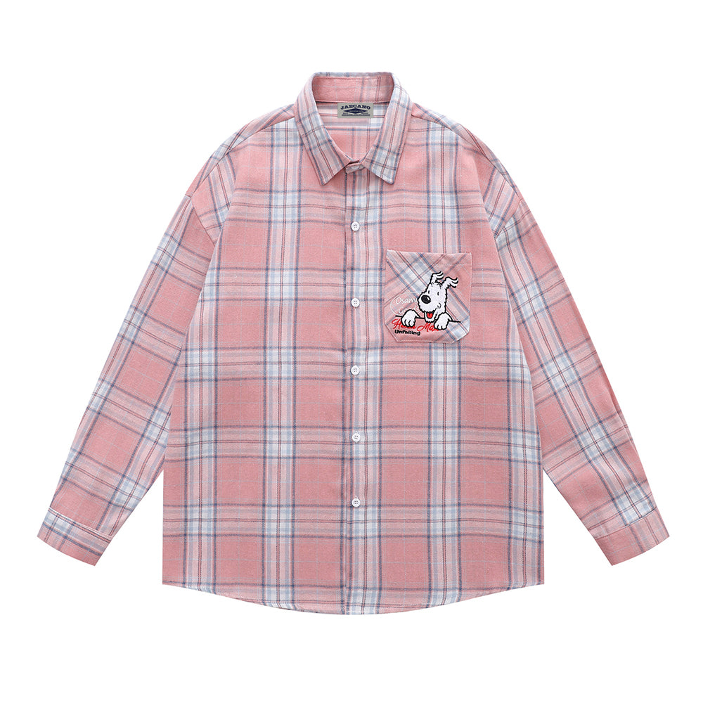 retro plaid long sleeve shirt