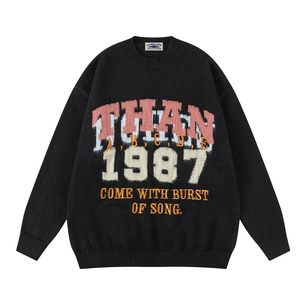 retro letter couple sweater