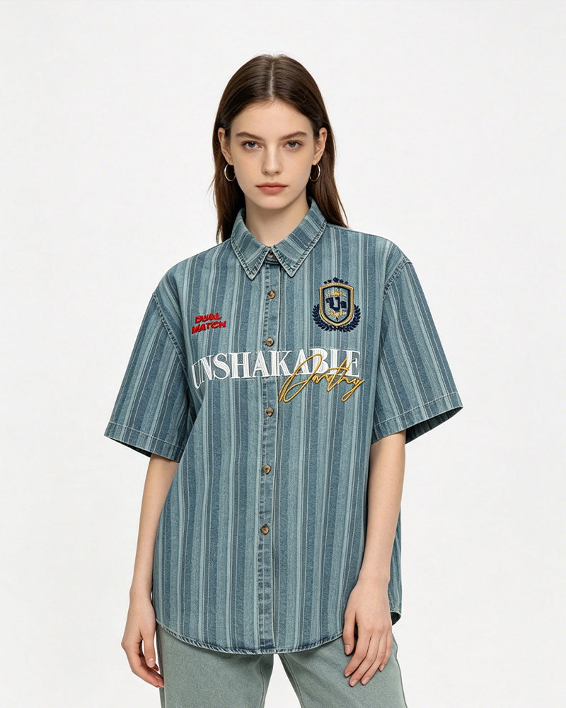 vintage striped short sleeve shirt