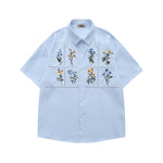 Floral embroidered short-sleeved shirt