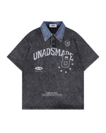 Washed lapel short sleeves