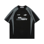 復古拼接撞色寬鬆短袖