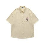 Embroidered plaid short-sleeved shirt