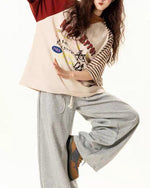 Contrast color kitten short sleeves