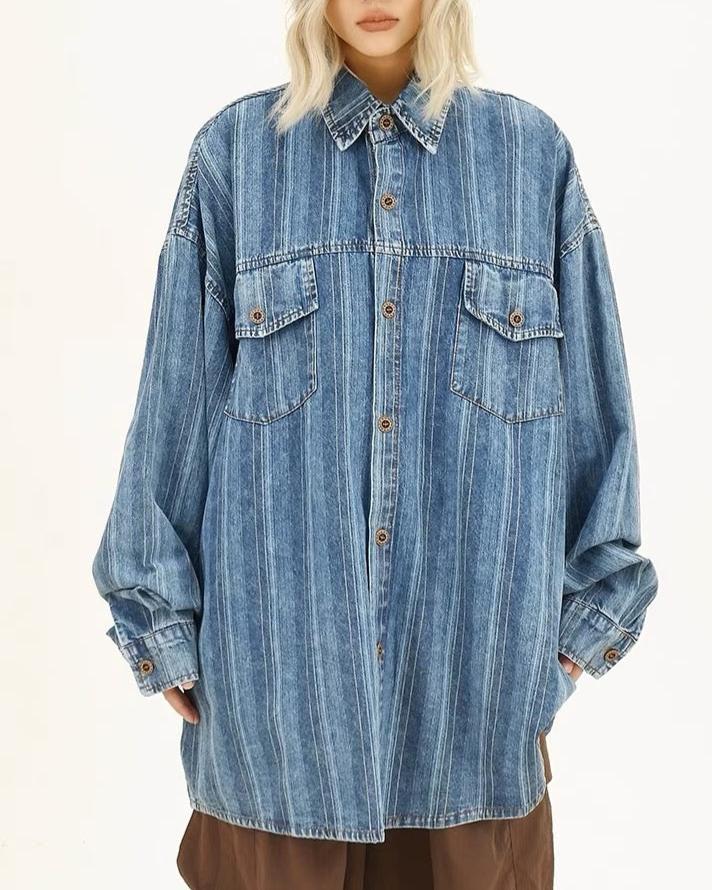 vintage striped denim shirt 