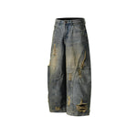 Washed distressed jeans