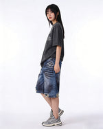 做舊破洞牛仔短褲