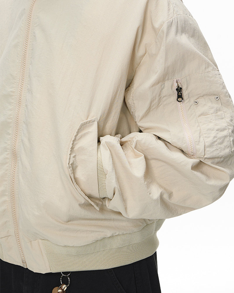 Casual stand-up collar plaid color-blocked baseball jacket