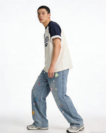 Embroidered Distressed Jeans